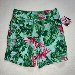 Kanu Surf Misses Hayley Board Shorts Green Tropical Print Size 8 Beach Resort